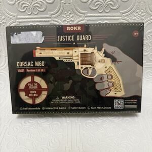 ROKR Justice Guard Corsac M60 Revolver Self Assemble Wood Rubber band Gun Model